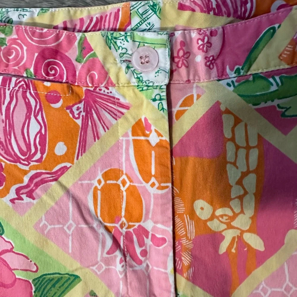 Lilly Pulitzer Sz 4 Vintage Patchwork Print Colorful‎ Casual Elegant Crop Pants - Picture 8 of 9